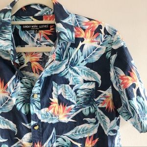 Sunday Work Clothes Hawaiian Tropical Button Down